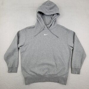 Nike Hoodie Womens XS Over Oversized Gray Pullover‎ Sweatshirt Swoosh DJ7668-063